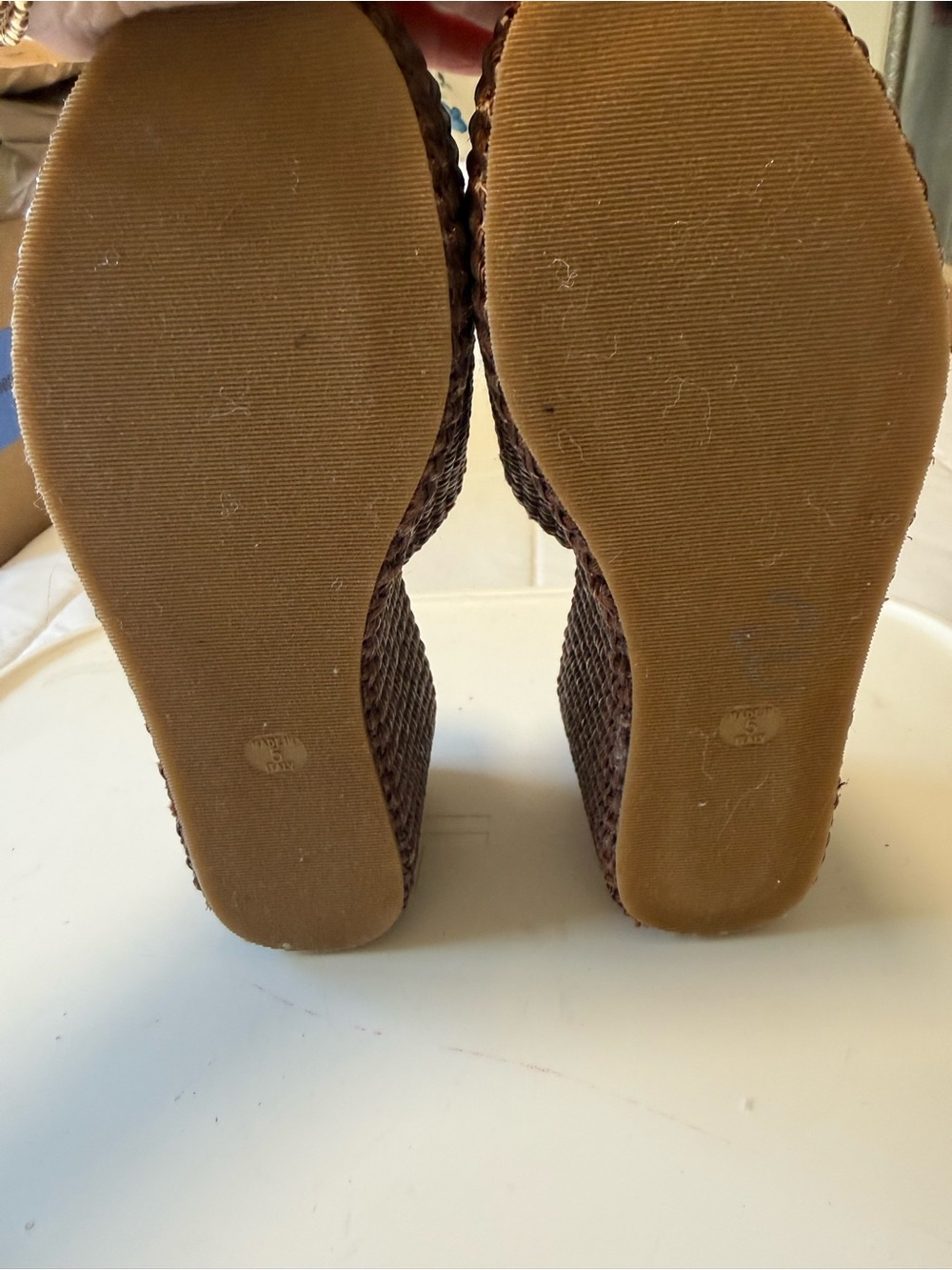 NWT- Steve Madden Rafia Slide Wedge Sandals in Dark Brown. Sz. 5 - Picture 5 of 8